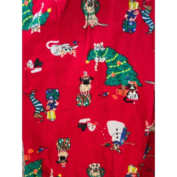 Old Navy S Christmas Pajama Pants Red With Dogs & Cats Print - Picture 2 of 6